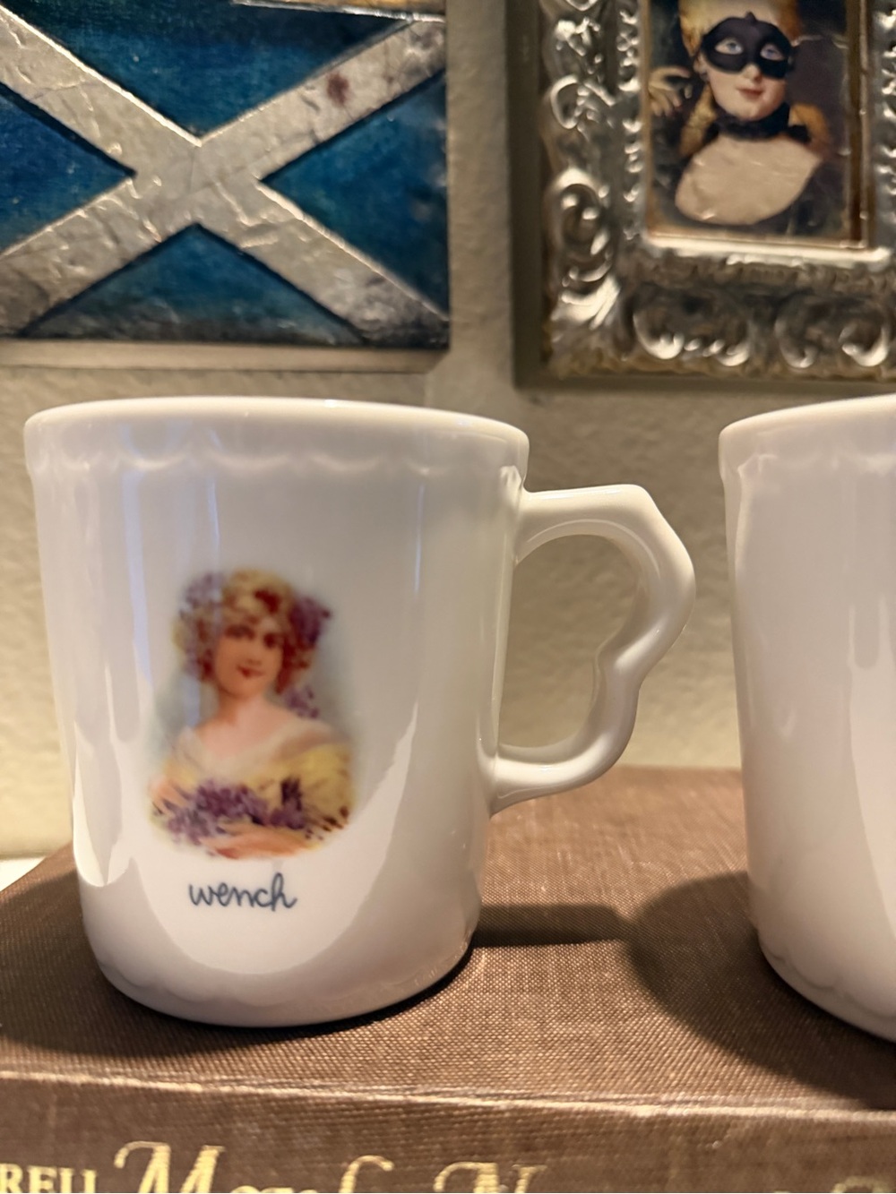 Fishs Eddy All in the Family Stoneware Mug Set Wrench & Wanker White - Picture 8 of 10
